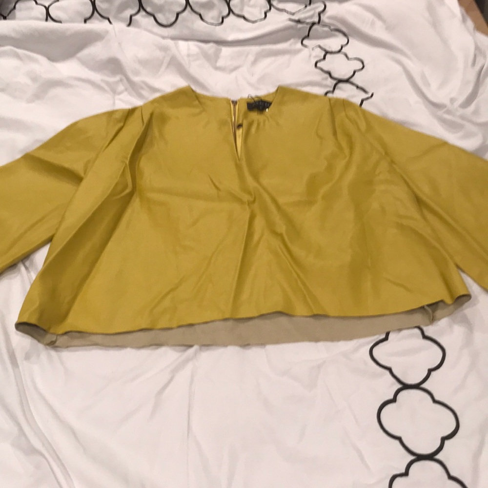 Faux leather crop shirt